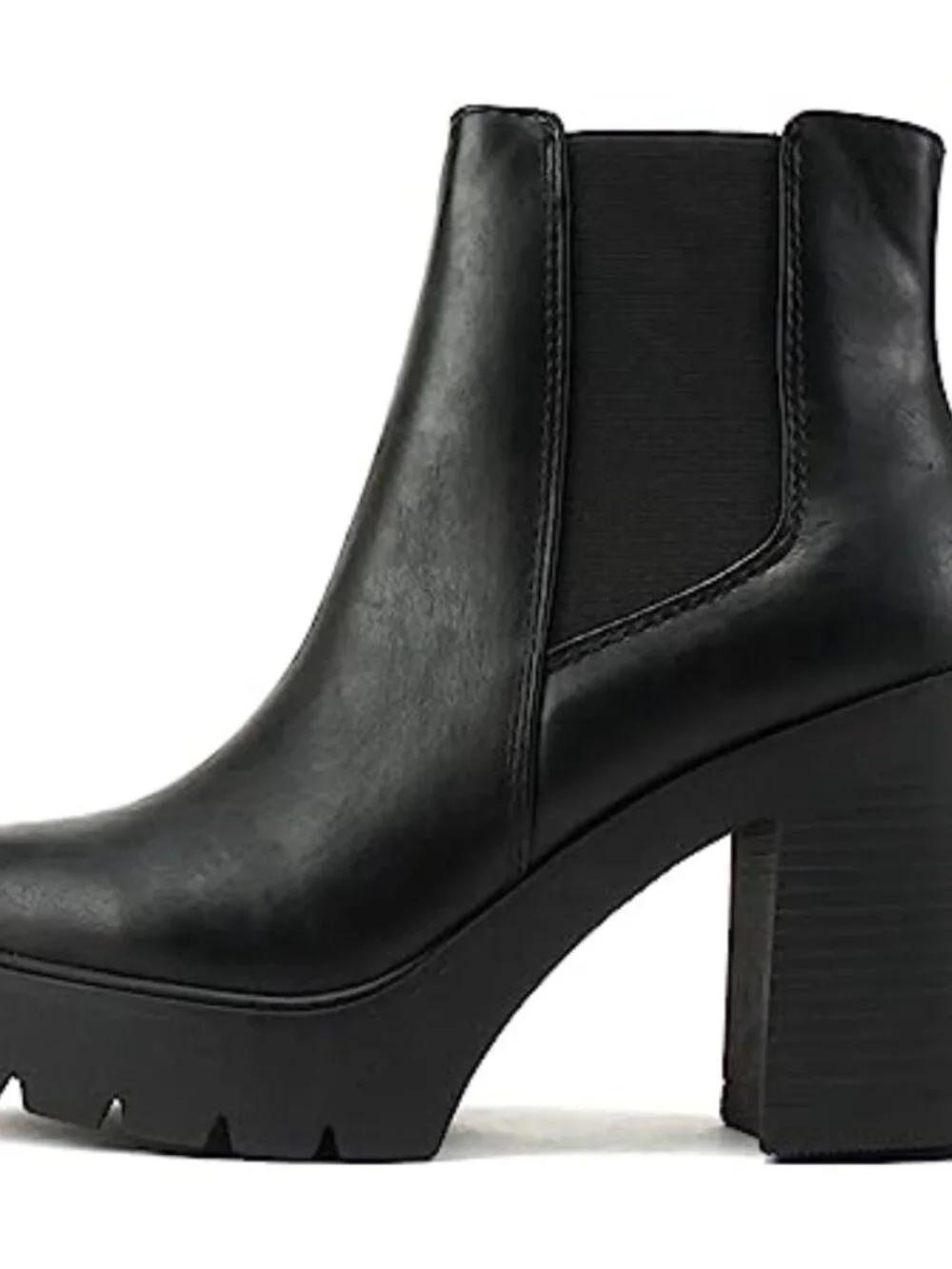 Lug Sole High Heel Chelsea Ankle Boot w/ Elastic Gore